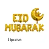 Outros suprimentos para festas de eventos 11 pçs/conjunto Decoração Ramadã Eid Mubarak Balões de folha de ouro rosa Sier Carta com estrela lua para muçulmano Dhbqq