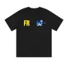 Designer FRIENDS- T-shirt Bleu Imprimé à Carreaux Large V Heavy Duty Col Rond Coton Lâche Manches Courtes T-shirt Homme et Femme Mode Couples Top Vêtements Pullover Tees