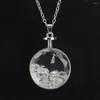 Pendant Necklaces Natural Crushed Stone Circular Wishing Bottle Necklace Jewelry For Women's Simple Glass Po Box Charm Sweater Chain