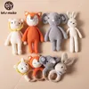 Rattles Mobiles 1 PC Baby Wood Rattle Toy Crochet Animal Teether Music Rattle Ring Toys barnvagn Baby Product Montessori Children's Gift 230628