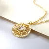 Anhänger Halsketten Runde Sonnenblume Für Frauen Edelstahl Kette Halskette Europa Stil Mode Ethnischen Schmuck