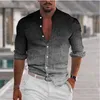 Chemises habillées pour hommes Y2K Chemise Quotidien Extérieur Rue Décontracté Dégradé Col Debout Manches Longues Bouton Respirant Surdimensionné Mode Tops 230628