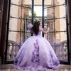 Paars Sweetheart Baljurk Quinceanera Jurk Voor Meisjes Kralen Party Gown Applicaties 3DFlower Prom Jurken Vestido De 15 Anos