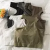 Débardeurs pour femmes pour femme tricoté Sexy épaule licou demi-cou haut suspendu soutien-gorge avec coussinets de poitrine vêtements sans manches Y2k Camis