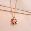 Luxur Designer Mother Necklace Red Heart Crystal Pendant Thanksgiving smycken Halsband Mors dag födelsedagspresent