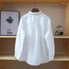 Blusas Femininas Primavera Moda Feminina Camisa Japonesa de Gaze Dupla Camada Branca Estilo Étnico Algodão Macio Bordado