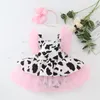 Rompers 18 Baby Girl Одежда для малышей Baby Girls Romper Dress Infant Cow Print Tulle Clothingborn Без рукавов Современная одежда для маленьких мальчиков 230628