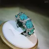 Cluster Classic Paraiba Sapphire Baguette volledige diamant voor geometrische zirkonia zilveren jubileumgeschenk