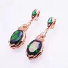 Dangle Earrings Creative 585 Purple Gold Ear Buckle Plated 14K Rose Fashion Luxury Inlaid Emerald For Women Exquisite Jewelry