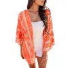 Costumi da bagno da donna Donna Estate Stile etnico Kimono lungo e fluido Cardigan Boho Chiffon Floral Beach Cover Up Top Manica da bagno