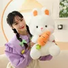 Kawaii doux lapin avec carotte jouets en peluche oreiller en peluche joli lapin oreiller bébé apaiser poupées mignon cadeau d'anniversaire