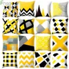 Cuscino/Cuscino Decorativo Giallo Nero Motivo Geometrico Quadrato Federa Cuscini Per La Decorazione Domestica R230629