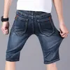Мужские джинсы, летние тонкие джинсовые шорты для мужчин, хлопок хорошего качества, однотонные, прямые, мужские, синие, повседневные, размер 40, 230629