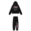 Mens Tracksuits SP5DER 5555555 Pink Hoodie Web Womens Löst passande hiphop -spår