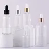 5 ml-100 ml Glas E flytande flaska med droppare för eterisk oljeklar pipett tomt påfyllningsbar container gervb