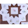 Handkerchief Vintage Pure Cotton Girl Napkin Embroidered Women Butterfly Lace Flower Home Tableware Drop Delivery Garden Textiles Dh9Ry