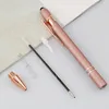 3 pièces/ensemble tige en aluminium or Rose pressé stylo à bille en métal gras étudiant fournitures de papeterie peuvent être gravés et imprimés