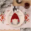 Christmas Decorations Swedish Santa Gnome Tableware Bag Fork Knife Cutlery Holder Sierware Party Table Dinner Decor Jk2011Xb Drop De Dhll9