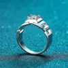 Cluster Rings 1CT Moissanite Diamond Men Ring Silver 925 Jewelry D Color VVS1 Engagement Platinum Plated Pass Gift