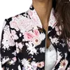 Kvinnors jackor Kvinnors Autumn Jacket Stand Collar dragkedja Stängning Kvinnor Baseball Winter Floral Print Kort typ Cardigan Ytterkläder