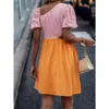 Casual Dresses Summer Dress Patchwork Hollow Out Vintage Clothes For Woman Mini Puff Sleeve High Waist Boho Sundress Holiday Outfits