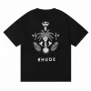 2023 Designer shirts Summer Heren T-shirts Dames Rhudes Designers voor mannen Tops Letter Polo's borduurwerk T-shirts kleding Kort mouwen T-shirt Grote T-stukken