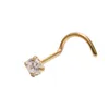 Navel Bell Button Rings Wholesale 50pcsLot CZ Nose Stud Screw Steel Ring Piercing 20gX15mm 2mm 25mm m Gold Color 230628