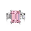 Sparkle Jewelry 925 Sterling Silver Women Engagement Ring Radiant Cut Pink 5A 8A Solitaire Cubic Zirconia Promise Wedding Ring