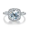 Fabrieksprijs Pass Diamond Tester VVS kussen gesneden ronde edelsteen Moissanite trouwring voor vrouwen 925 echt zilveren fijne sieraden