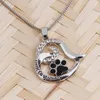 Charm Hollow Heart Shape Necklace For Women Girls Pet Lovers Rhinestone Cat Dog Paw Footprint Pendant Halsband smycken gåvor