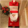 Weihnachtsdekorationen Happy Santa WC-Sitz Er Teppich Fußpolster Kappe Badezimmer-Set Ph1 Drop Lieferung Hausgarten Festliche Partyzubehör Dhnra