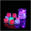 Autres fournitures de fête d'événement Nouvelle arrivée Cadeau de Noël Romantique Led Glaçons Rapide Lent Flash 7 Couleur Changeante Cristal Cube D'eau Dhmta