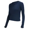 Active Shirts Women's Long Sleeve Yoga T-shirt Sports Switch Workout GYM Wear Solid Color Lu Fitness Top Female Slim Fit Running