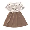 Girl Dresses Kids For Girls 2023 Fashion Medium and Big Children Knee Length Casual Sailor Collar Preppy Style Princess Dress