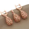 Halsbandörhängen Set 585 Rose Gold Color Drop and Pendant Set for Women Hanging Fashion 2023 High Quality