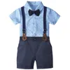 Ensembles de vêtements bébé garçons body né baptême tenue infantile formel jarretelle short ensemble garçon baptême douche cadeau