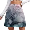 Jupes Blush And Payne's Grey Flowing Abstract Painting Mini Jupe Rave Outfits Pour Femmes Womens Fashion Girls