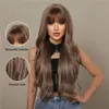 Synthetic Wigs HAIRCUBE Brown Mixed Blonde with Bang Long Natural Wavy Hair Wig for Women Daily Cosplay Use Heat Resistant 230629