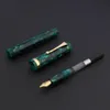 Pennor 2022 Lyxig akryl Agat Fountain Pen Green Spinning Stationery Student Office School Supplies Golden Ink Pennor