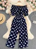 Vrouwen Jumpsuits Rompertjes Nieuwe Zomer Polka Dot Sexy Elegante Vrouwen Jumpsuit Mode Slanke Lange Wijde Pijpen Broeken Overalls Vrouwelijke One Pieces Strand Boho Romper J230629