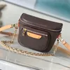 Designer Umhängetasche Lady Bumbag 17 cm echte Lederkette Tasche Delikat