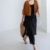 Skirts Latter Rain Japanese Korean Linen Wide Leg Pants Skirt For Women Summer Casual Double Pocket Elastic Waist Long