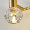 Lampade da parete Post Modern Brass Teste di lusso Apparecchio in cristallo Lampada da specchio da bagno per camera da letto creativa nordica