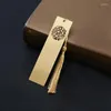 Chinese Classical Pattern Bookmarks With Tassel Elegant Gold Hollow Brass Gift For Friends Reading Tools