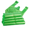 Inne jednorazowe produkty z tworzywa sztucznego 100pcspack Zielona plastikowa torba supermarket Nosisz kamizelkę jednorazową z uchwytem kuchennym salonem Pakowanie do żywności 230629