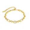 Bracelets à maillons Golden CZ Classic Tennis Wedding For Brides Cubic Zirconia | Chaîne Rolo Acier Inoxydable Femme Fille 5mm