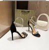 Sandali neri 689 Suede High Heels 2024 Internet Celebrity Design Sense Nicchia Rinestone Chain Sexy Women's Stiletto