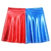 Skirts Womens Metallic Shiny Color Block Cheerleading Dance Performance Mini Fashion Ruffled Flared Miniskirt Clubwear