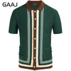 Polos pour hommes GAAJ Polo Shirt hommes épissage tricot à manches courtes affaires tricot Cardigan printemps automne haute qualité tricots décontractés 230629