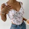 Bohemian Flower Embroidery T-Shirt Women Blusas Sleeveless Bow Slim Crop Top Summer Fashion Ladies Blouse